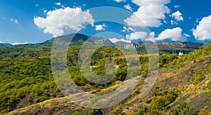Panoramic landscape in Crimean mountains