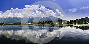 Panoramic landscape of Dal Lake, Srinagar, India