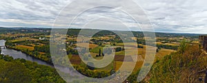 Panoramic Landscape Dordogne river and valley from Domme France