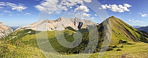 Panoramic Landscape Green Meadows Kananaskis Country Scenic View Alberta Foothills Canadian Rocky Mountains