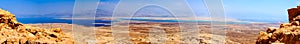 Panoramic landscape of Judaean Desert and Dead Sea