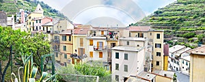Panoramic landscape of Manarola village La Spezia Italy