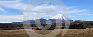 Panoramic landscape of Mount Ngauruhoe and Mount Tongariro