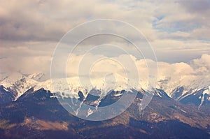 Panoramic landscape with mountains, Red Polyana