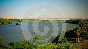 Panoramic landscape with the Nile river near Sai island,Kerma, Sudan photo