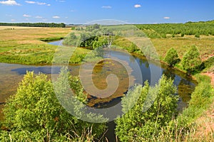 Panoramic landscape with pond