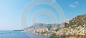 Panoramic landscape of Principality Monaco coast photo