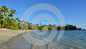 Panoramic landscape of a remote tropical beach in the Yasawa Isl