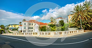 Panoramic landscape with road along coast in San Remo. Italia photo