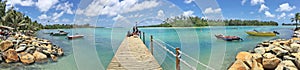 Panoramic landscape view of Avana Harbour in Rarotonga Cook Islands