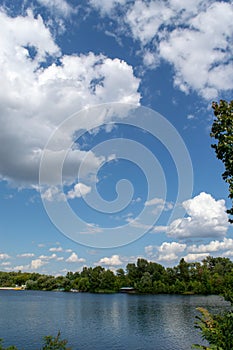 Panoramic landscape view of Dnipro river