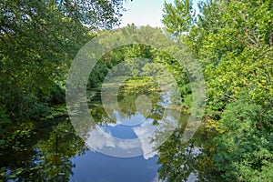 Panoramic landscape view of Dnipro river