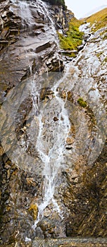 Panoramic landscape view of the Energiedusche Wasserfall in Grossglockner National Park, Austria