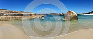 Panoramic landscape view of Greens Pool beach in south Western Australia