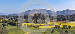 Panoramic Landscape View over the Village of Llabia, Catalonia