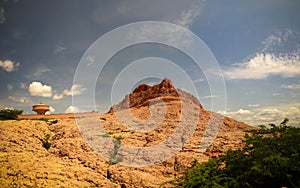 Panoramic landscape view to sahel and oasis, Dogondoutchi, Niger