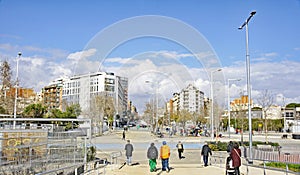 Panoramic of Les Glories Catalanes square in Barcelona