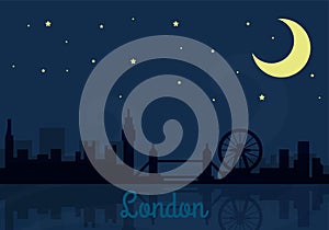 Panoramic London skyline travel illustration photo