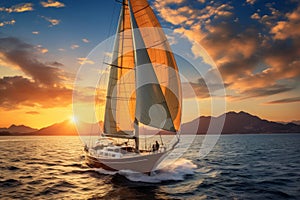 Panoramic Luxury yacht sea cruise. Generate Ai