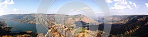 Panoramic and majestic view of river flowing through mountains