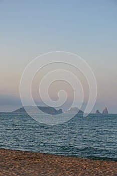 Panoramic of the Medes Islands, in the Mediterranean sea. Costa