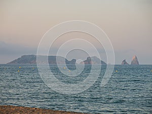 Panoramic of the Medes Islands, in the Mediterranean sea. Costa