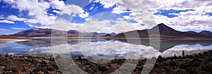 Panoramic Mirrored lake, altiplano, Bolivia