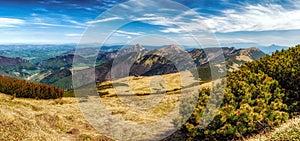 Panoramic mountain landscape. Top of the hill Velky Krivan in Little Fatra mountains in Slovakia photo