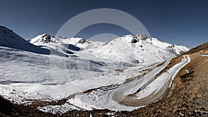 Panoramic mountain pass in Sichuan, Tibetan Himalayan mountains, in China