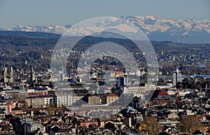 Panoramic mountain view from ZÃ¼rich-City