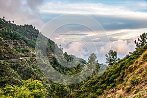 Panoramic mountains view from Eira do Serrado viewpoint on Madeira Island Portugal photo