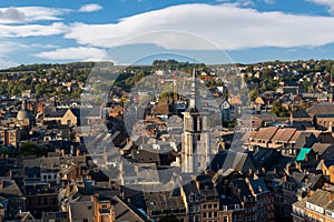 Panoramic Namur city view with Ã©glise Saint-Jean-Baptiste de Namur from Citadel, Belgium