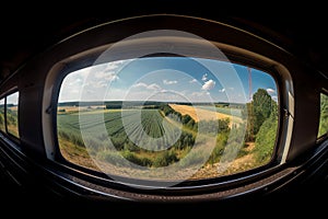 Panoramic nature view from train journey. Generate ai