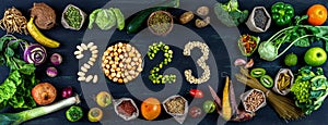 Panoramic -New Year 2023 VeganFruits,vegetables,organic cereals