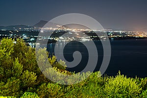 Panoramic night cityscape of Terrasini