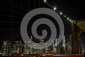 Panoramic night skyline of downtown New York