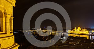 Panoramic night view of Budapest from Fisherman's Bastion