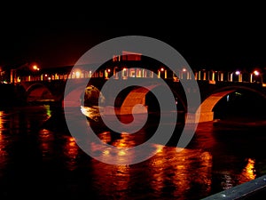 Panoramic view of the historic covered bridge of Pavia -Italy