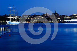 Panoramic night view over Skepsholmen (Stockholm)