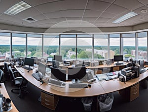 Panoramic office picture with employee benefits package