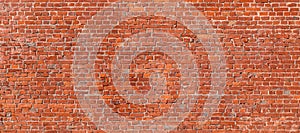 Panoramic Old urban Red Brick Wall Background