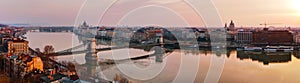 Panoramic overview of Budapest with the Parliament building