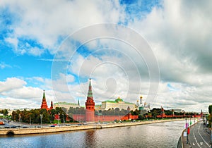 Panoramic overview of downtown Moscow with Kremlin