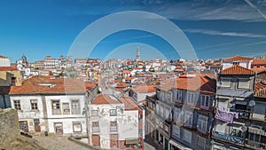 Panoramic overview of old town of Porto timelapse, Portugal