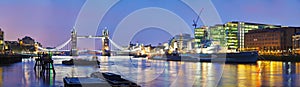 Panoramic overview of Tower bridge in London, Great Britain
