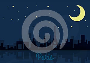 Panoramic Paris skyline travel illustration photo