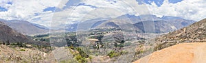 Panoramic photo of the houses of Caraz, with views of several mountains. On the road to Pavas, Caraz, Ancash - Peru