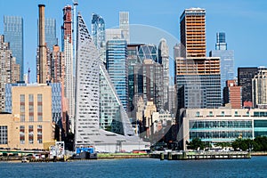 Panoramic photo of Manhattan skyline, skyscrappers, buildings. photo