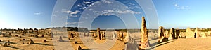 Panoramic photo of Pinnacles desert at sunrise. Nambung national park. Cervantes. Western Australia. Australia photo