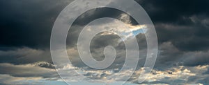 Panoramic photo of storm clouds on the sky